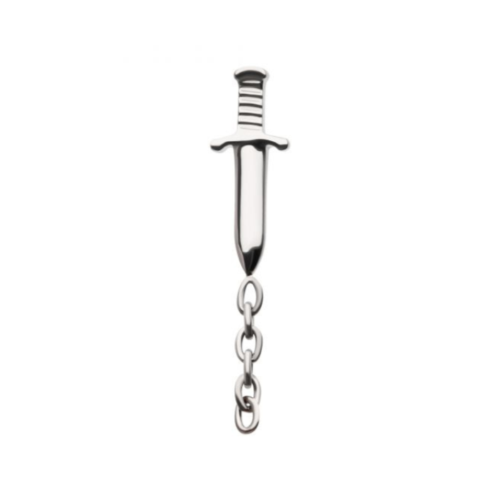 Dagger with Dangle Chain Press-fit in Titanium