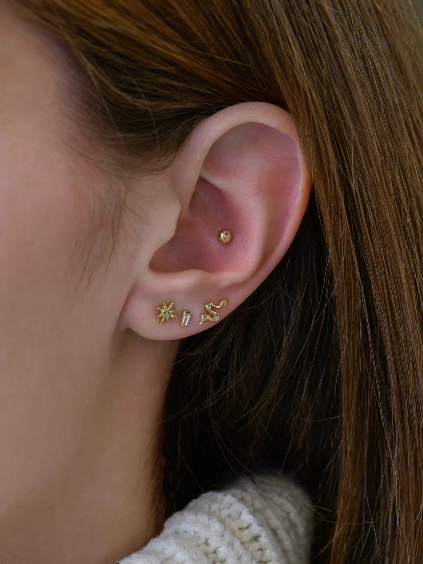 Anzie - Aztec Micro North Star Stud - Diamond - Threadless