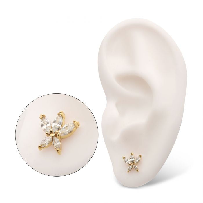 Marquise CZ Flower Press-fit Jewelry in 14kt Gold