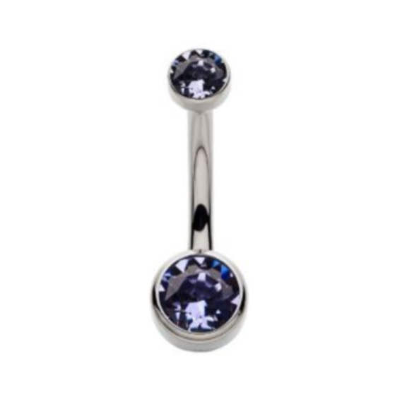 internally Treaded Light Purple Double CZ in Titanium