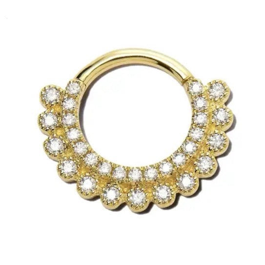 Multiple Cubic Zirconia Bezel Clicker in 14kt Gold