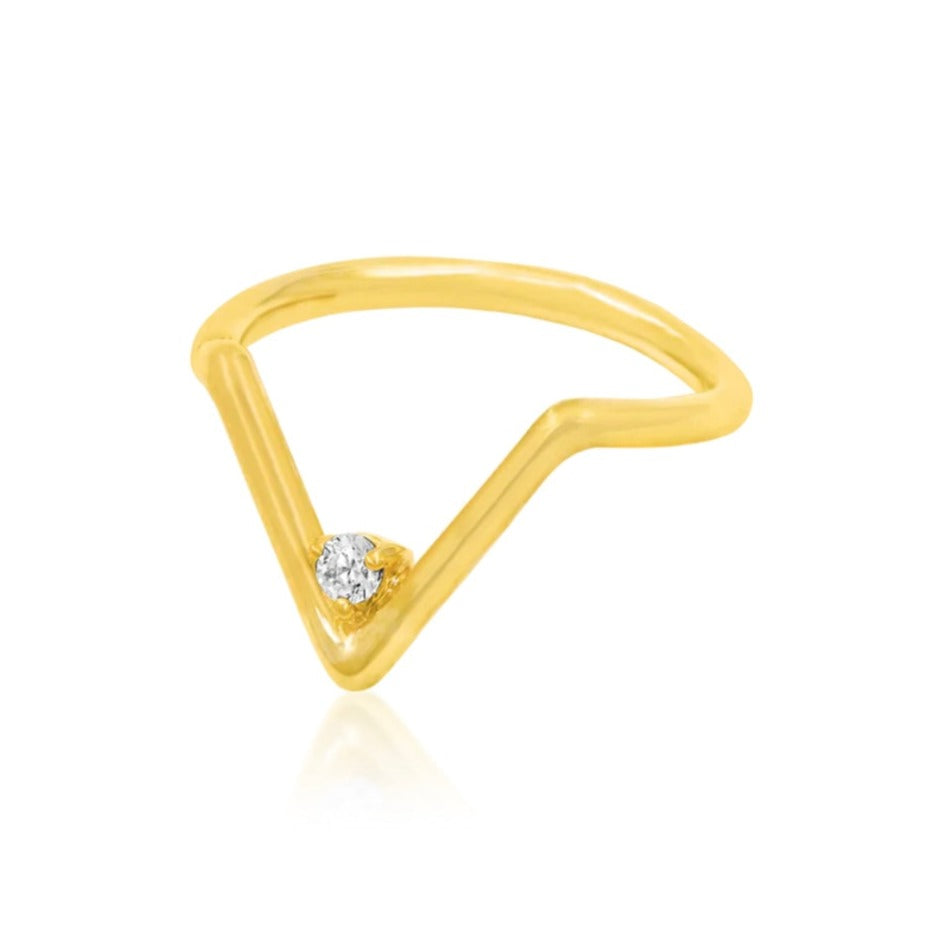 Chevron Seam Ring in 14kt Gold