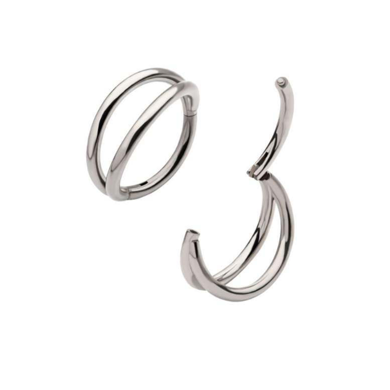 Double Hoops Clicker in Titanium