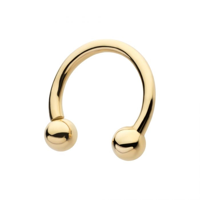Horseshoe Internally Threaded Circular Barbell Jewelry in 14kt Gold