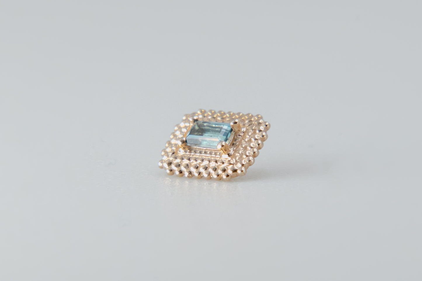 BVLA - Afghan Baguette - Yellow Gold - London Blue Topaz - Threaded