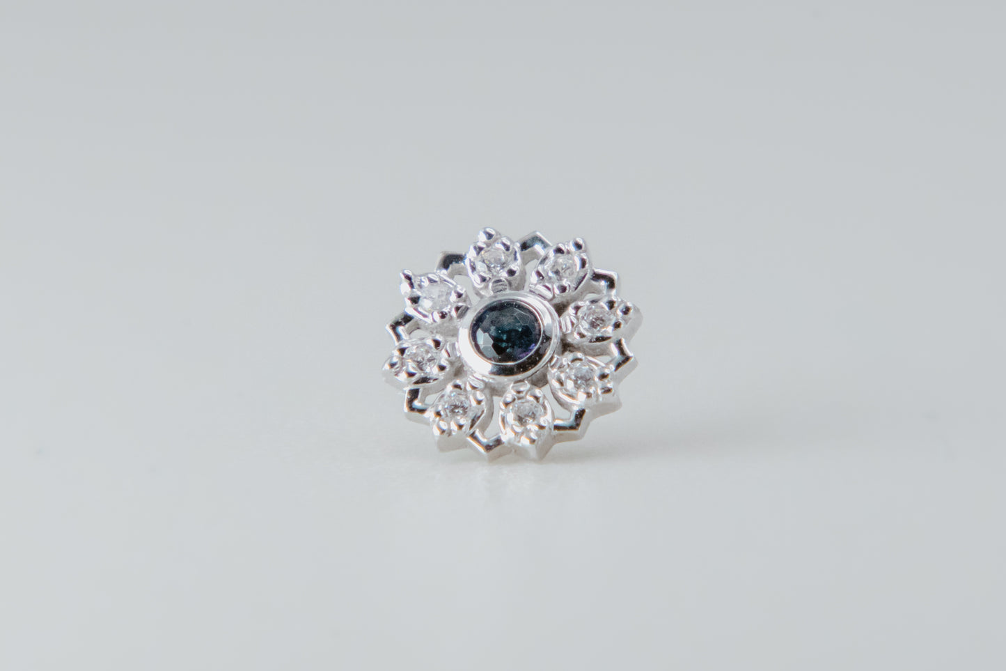 BVLA - Rosette - White Gold - Midnight Blue Topaz - Threaded