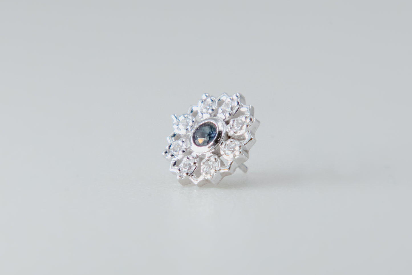 BVLA - Rosette - White Gold - Midnight Blue Topaz - Threaded