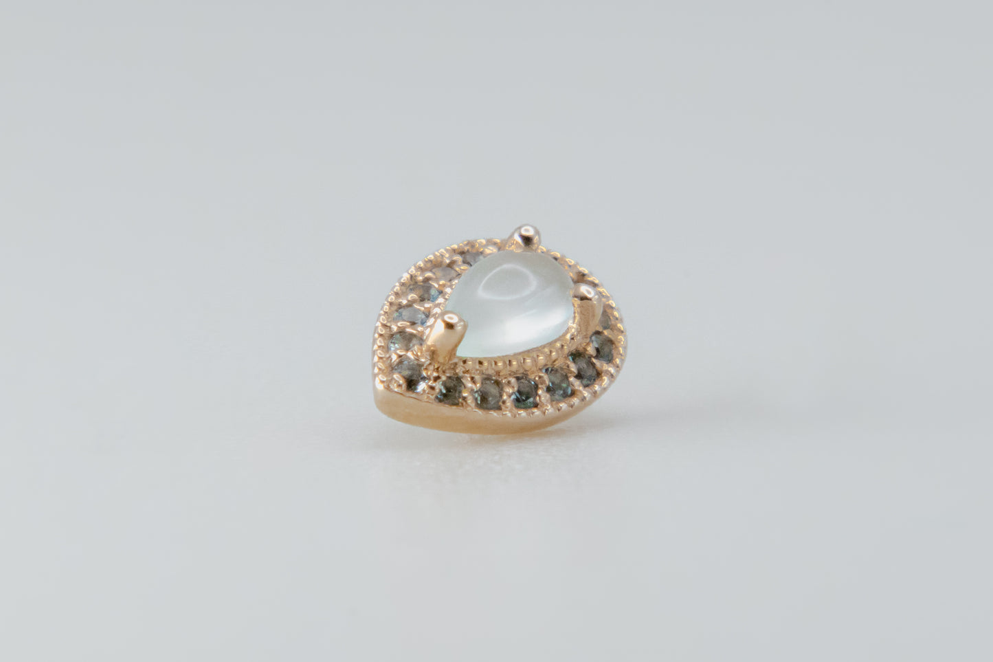 BVLA - Pear Halo - Yellow Gold - Rutilated Quartz & Aquamarines - Threaded