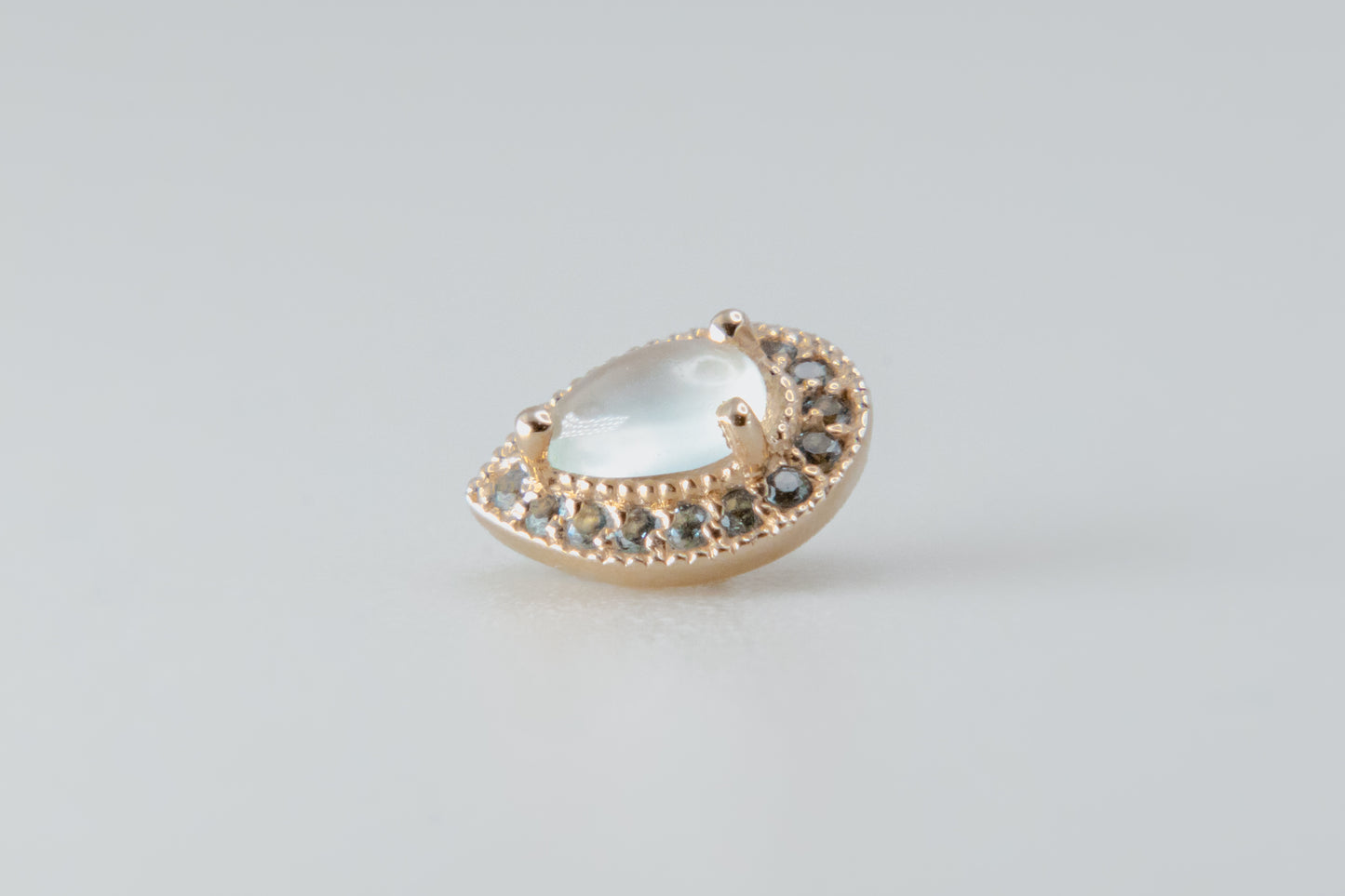BVLA - Pear Halo - Yellow Gold - Rutilated Quartz & Aquamarines - Threaded