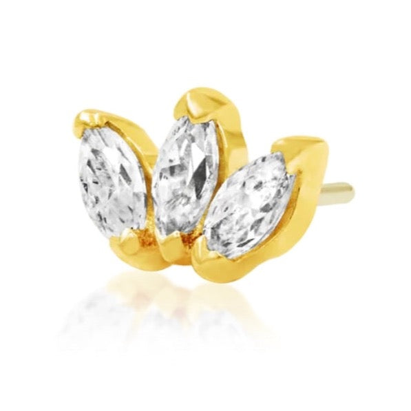 Triple CZ Marquise Press-fit Jewelry in 14k Gold