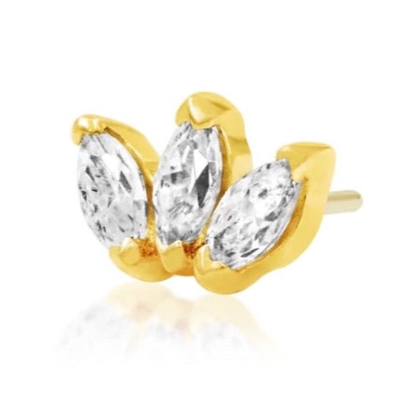 Mini Triple Marquise CZ Press-fit Jewelry in 14k Gold