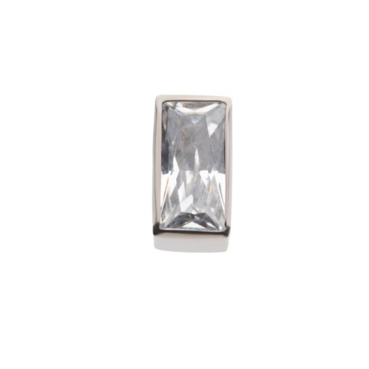 Square Cubic Zirconia Press-fit Jewelry in Titanium