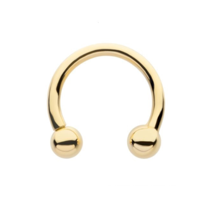 Horseshoe Internally Threaded Circular Barbell Jewelry in 14kt Gold