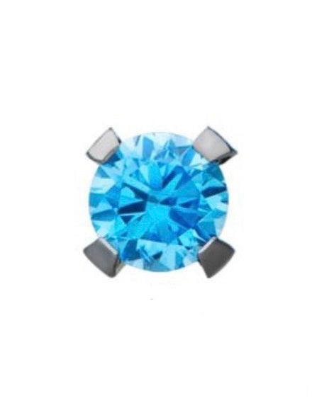Prong-set Blue CZ Press-fit Jewelry in Titanium