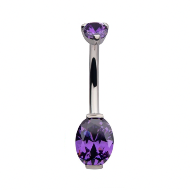 Internally Threaded Oval CZ in Titanium