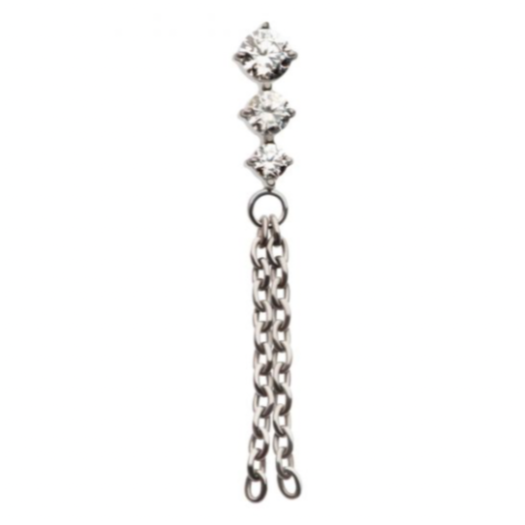 Triple Cubic Zirconia with Dangle Chain