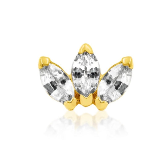 Triple CZ Marquise Press-fit Jewelry in 14k Gold