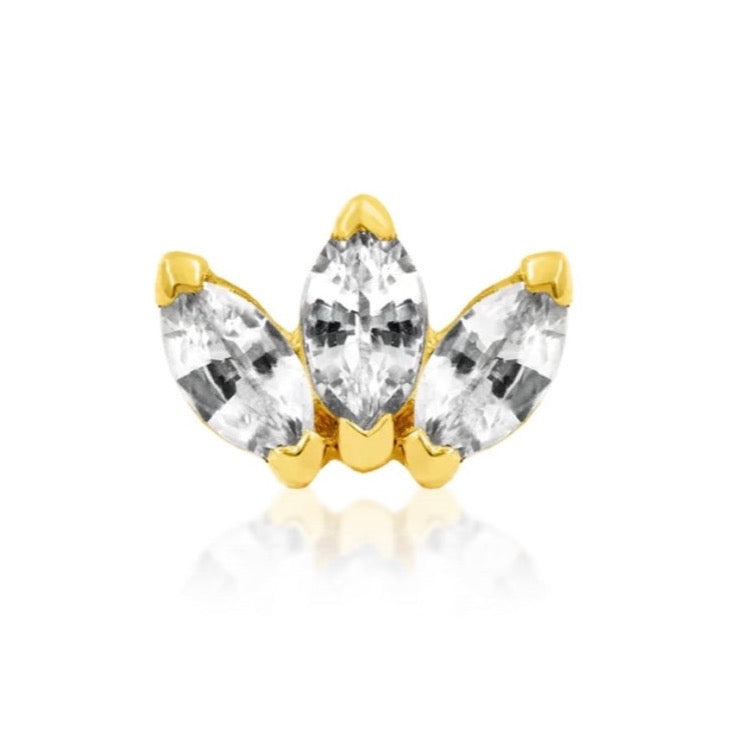 Mini Triple Marquise CZ Press-fit Jewelry in 14k Gold