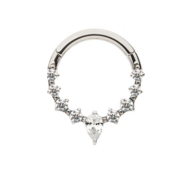 Teardrop CZ Marquise Clicker in Titanium