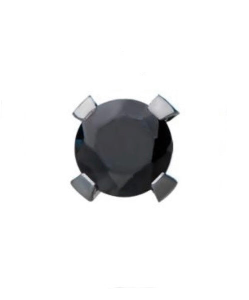 Prong-set Black CZ Threadless Jewelry in Titanium