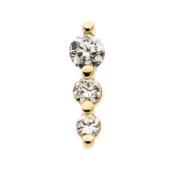 Triple Cubic Zirconia Press-fit in 14kt Gold