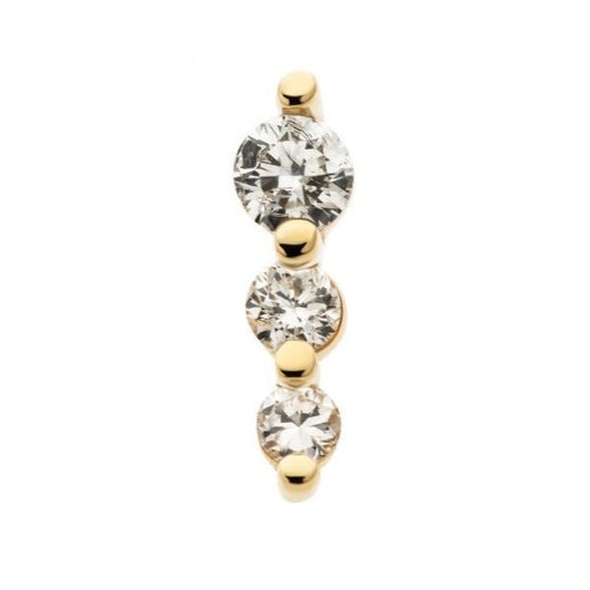 Triple Cubic Zirconia Press-fit in 14kt Gold