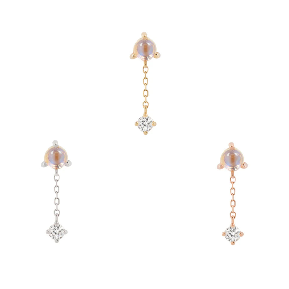 Bianca - Moonstone + White Sapphire - Threadless