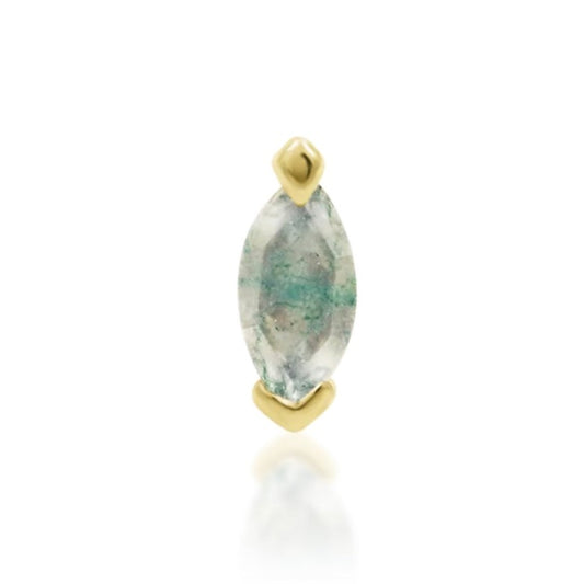 Junipurr - Marquise Moss Agate - Gold - Threadless