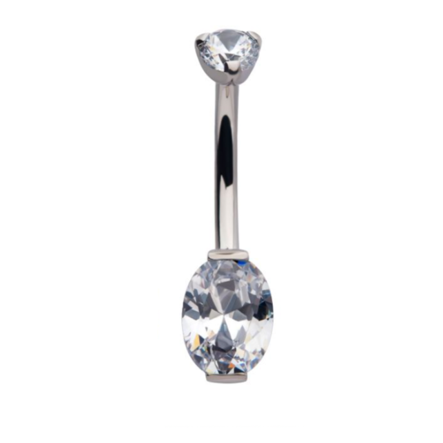Internally Threaded Oval CZ in Titanium