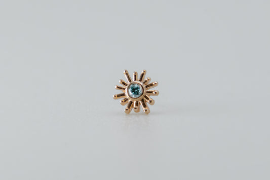 BVLA - Sun Ray - Yellow Gold - Ice Blue Diamond - Threadless