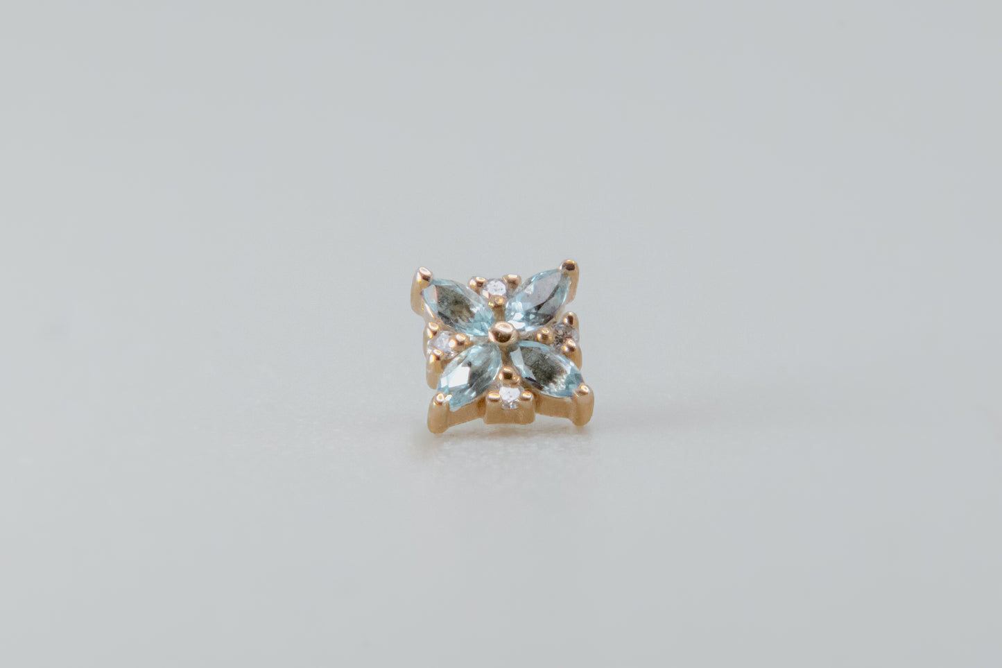 BVLA - Tiny Pleades - Yellow Gold - Aquamarine & Diamonds - Threaded