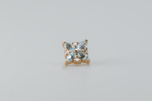 BVLA - Tiny Pleades - Yellow Gold - Aquamarine & Diamonds - Threaded