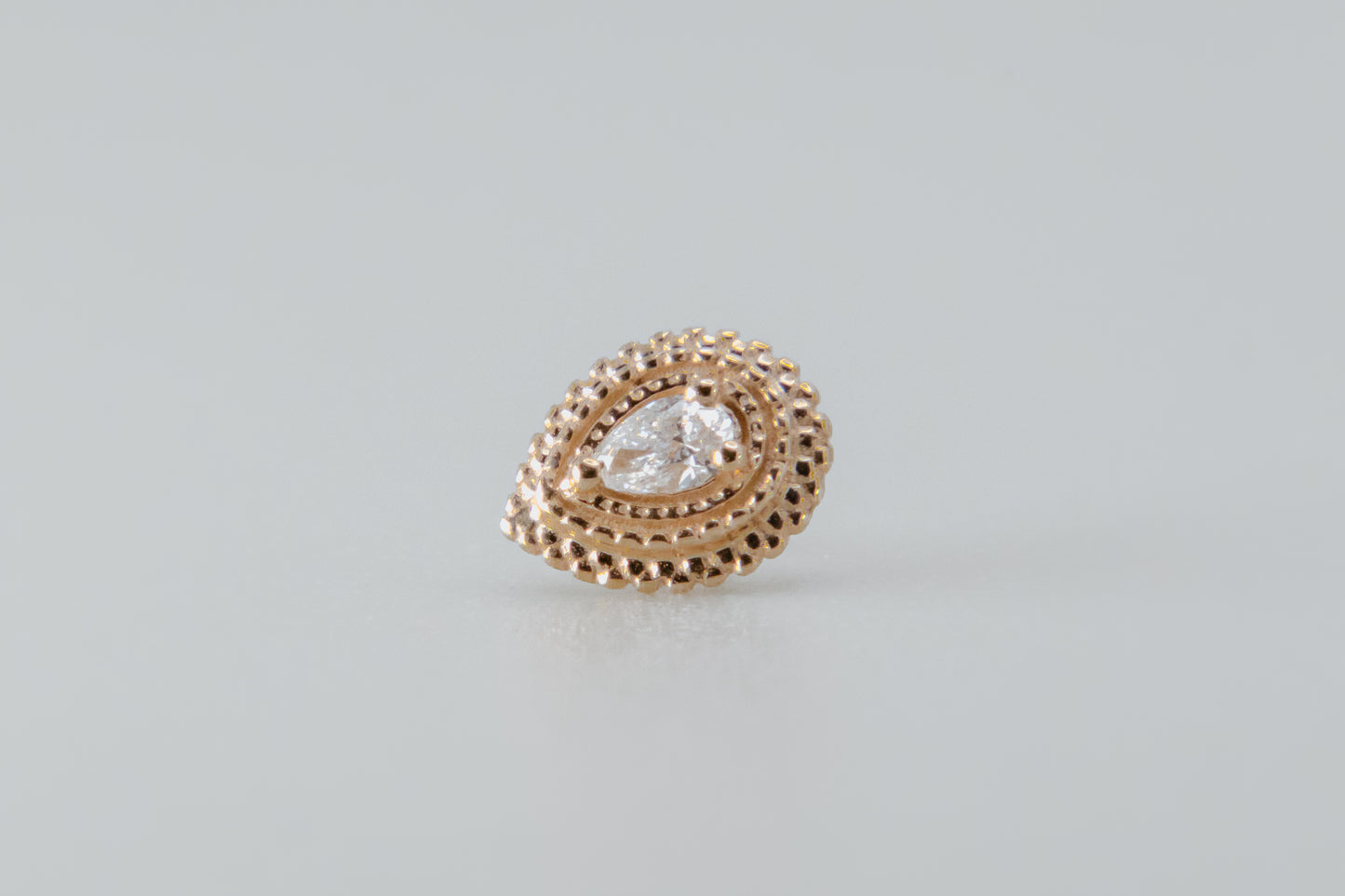 BVLA - Tiny Afghan Pear - Yellow Gold - Diamond - Threaded