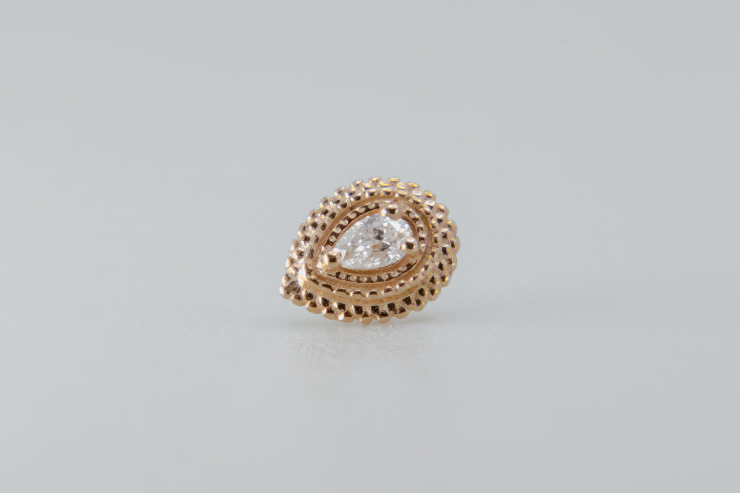 BVLA - Tiny Afghan Pear - Yellow Gold - Diamond - Threaded