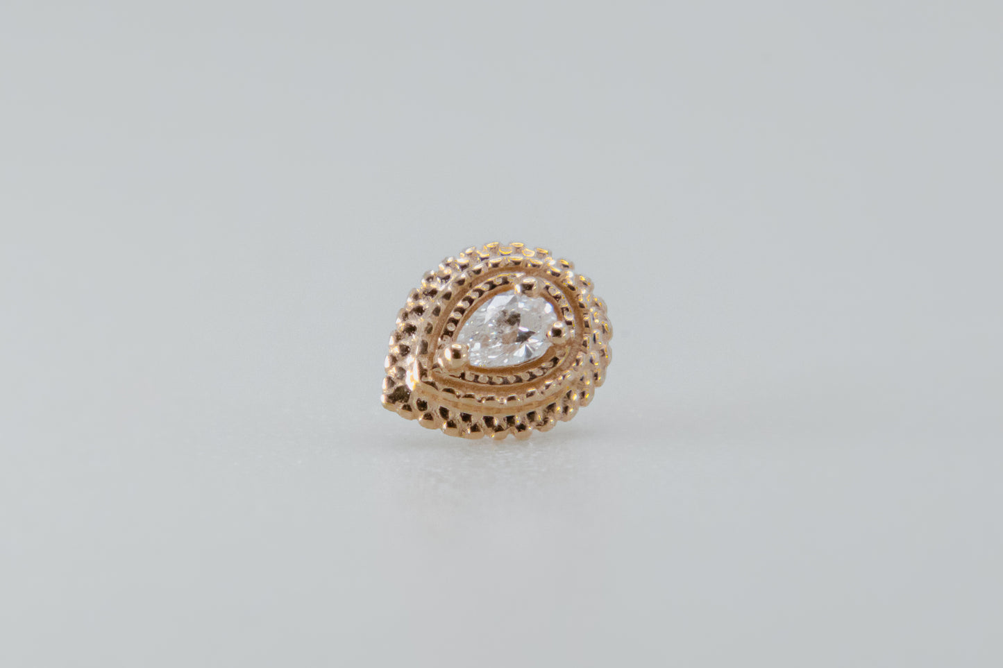 BVLA - Tiny Afghan Pear - Yellow Gold - Diamond - Threaded