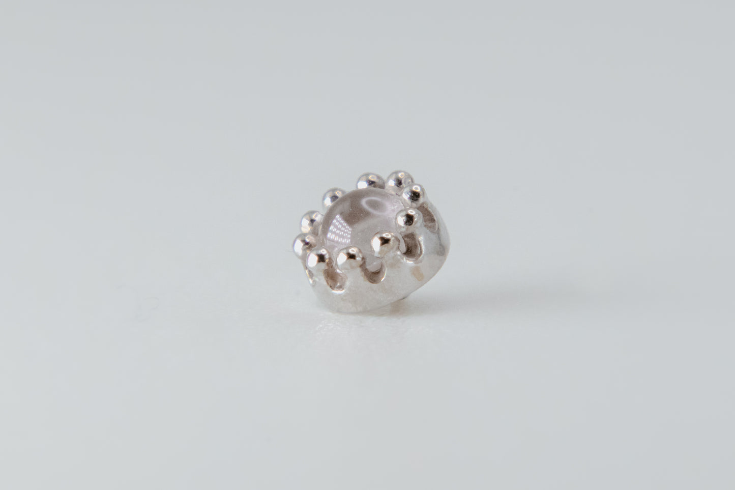 BVLA - 6mm Cab Crown - White Gold - Rose Quartz - Threaded