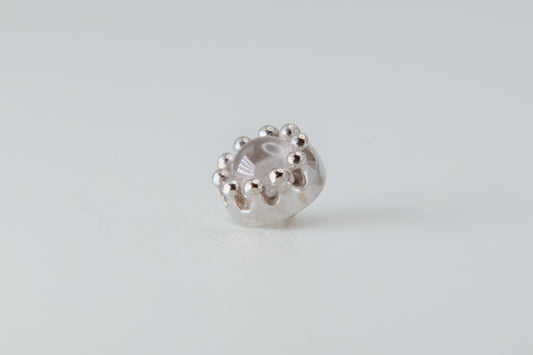 BVLA - 6mm Cab Crown - White Gold - Rose Quartz - Threaded