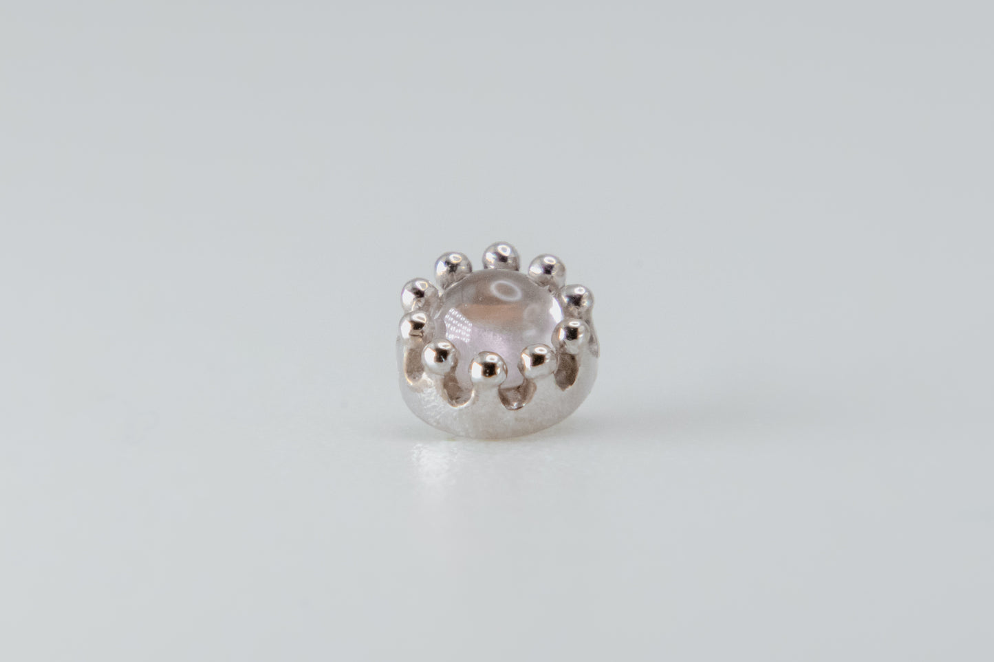 BVLA - 6mm Cab Crown - White Gold - Rose Quartz - Threaded