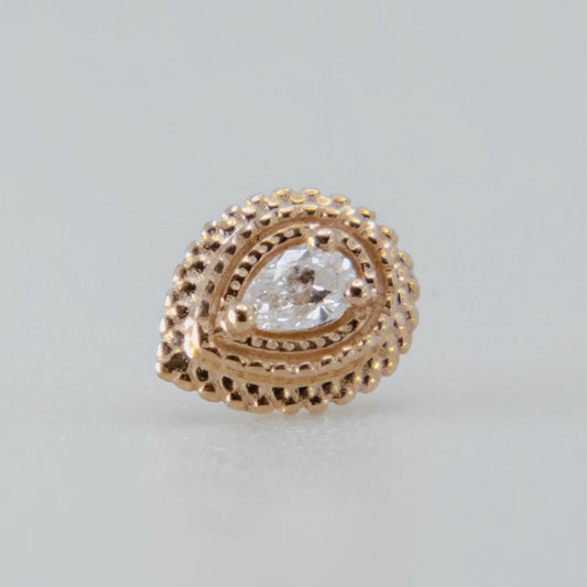 BVLA - Tiny Afghan Pear - Yellow Gold - Diamond - Threaded