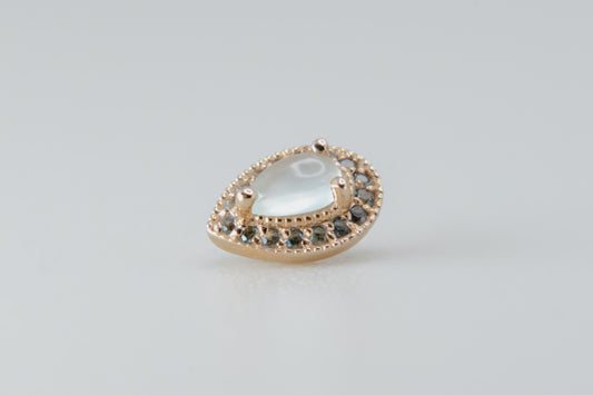 BVLA - Pear Halo - Yellow Gold - Rutilated Quartz & Aquamarines - Threaded